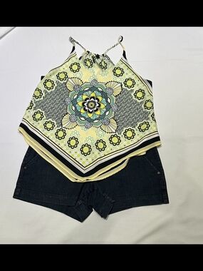 HeartSoul Yellow Floral Handkerchief-Hem Camisole